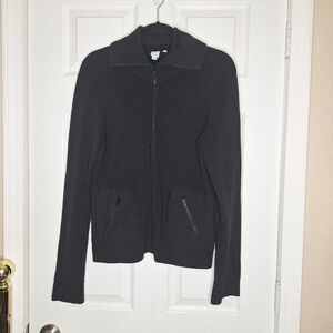 Women's Cardigan Sweater – Shu Shu black zip up Size Large